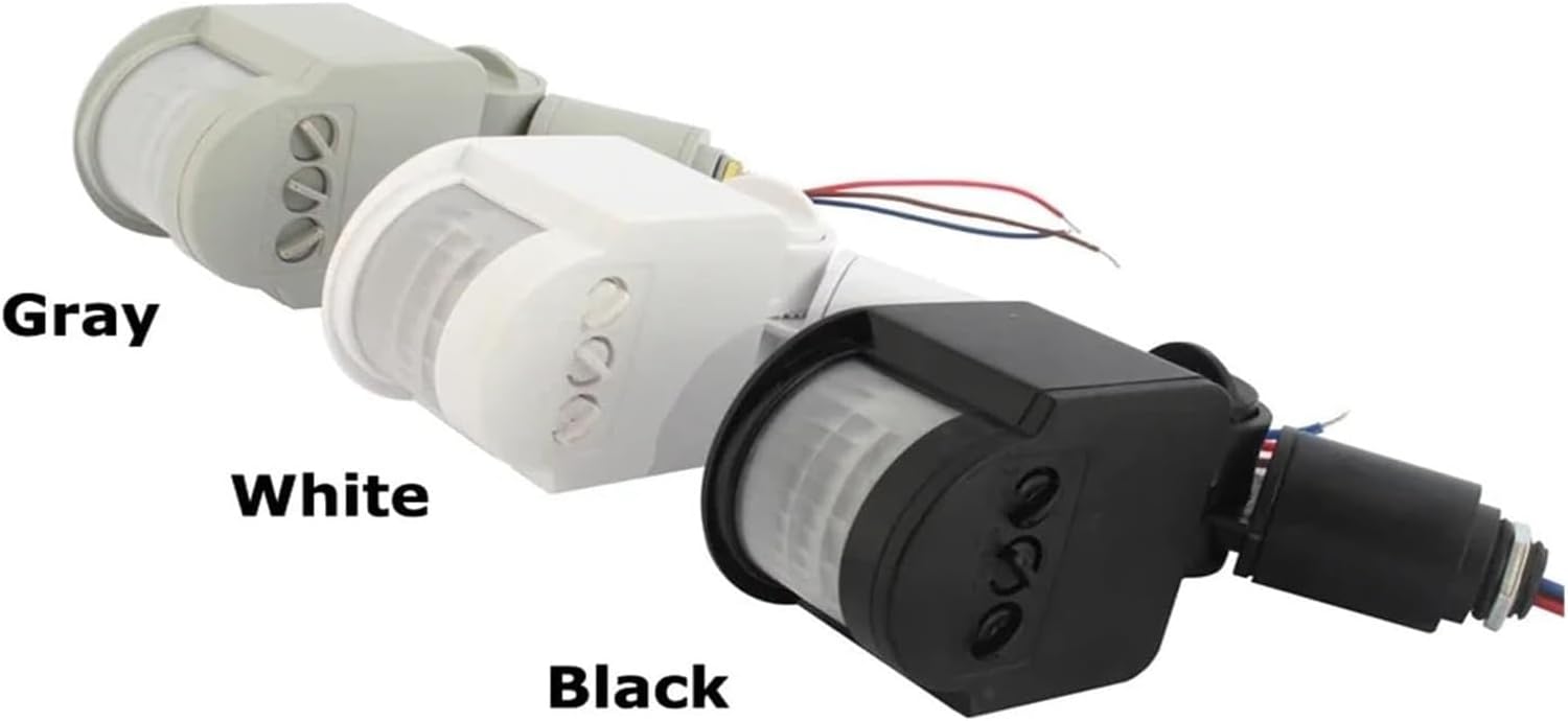110V 220V PIR Motion Sensor 12V Infrared 180 Degree Rotating Outdoor Movement Timer Switch for Light(Gray 12V)