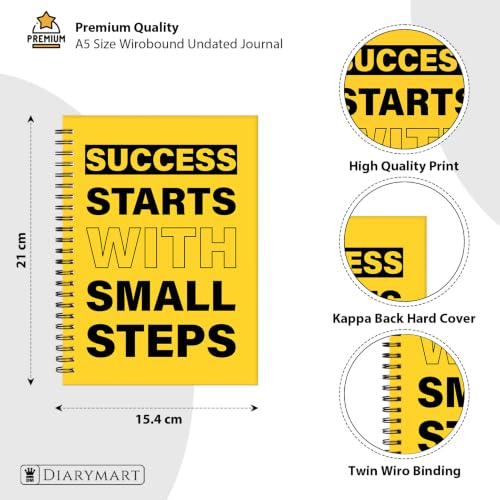 Image of Success Quotes Printed Cover A5 Size Wiro Hard Bound Notebook Diary For Girls Women & Men | 200 Ruled Pages | 80 GSM Paper | Undated Journal Diary