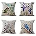 Hengjiang Housse de coussin en coton et lin imprimé oiseaux et fleurs pour décoration de canapé