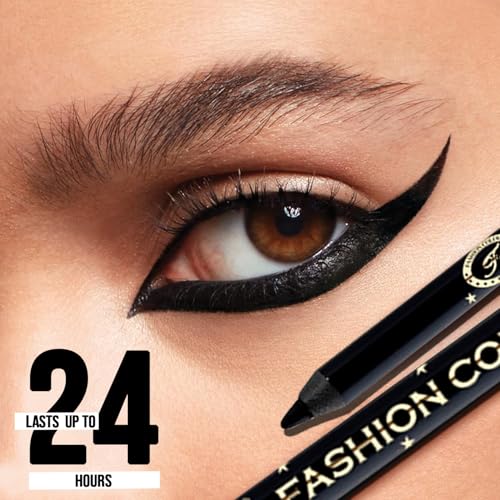Image of Fashion Colour Super Gliding Kajal | Kajal Black Waterproof Smudge Proof | Long Lasting | High Intensity | Creamy | Jet Black | One Stroke Smooth Application | 24 Hr Long Stay | Kohl-Black (1.2g)