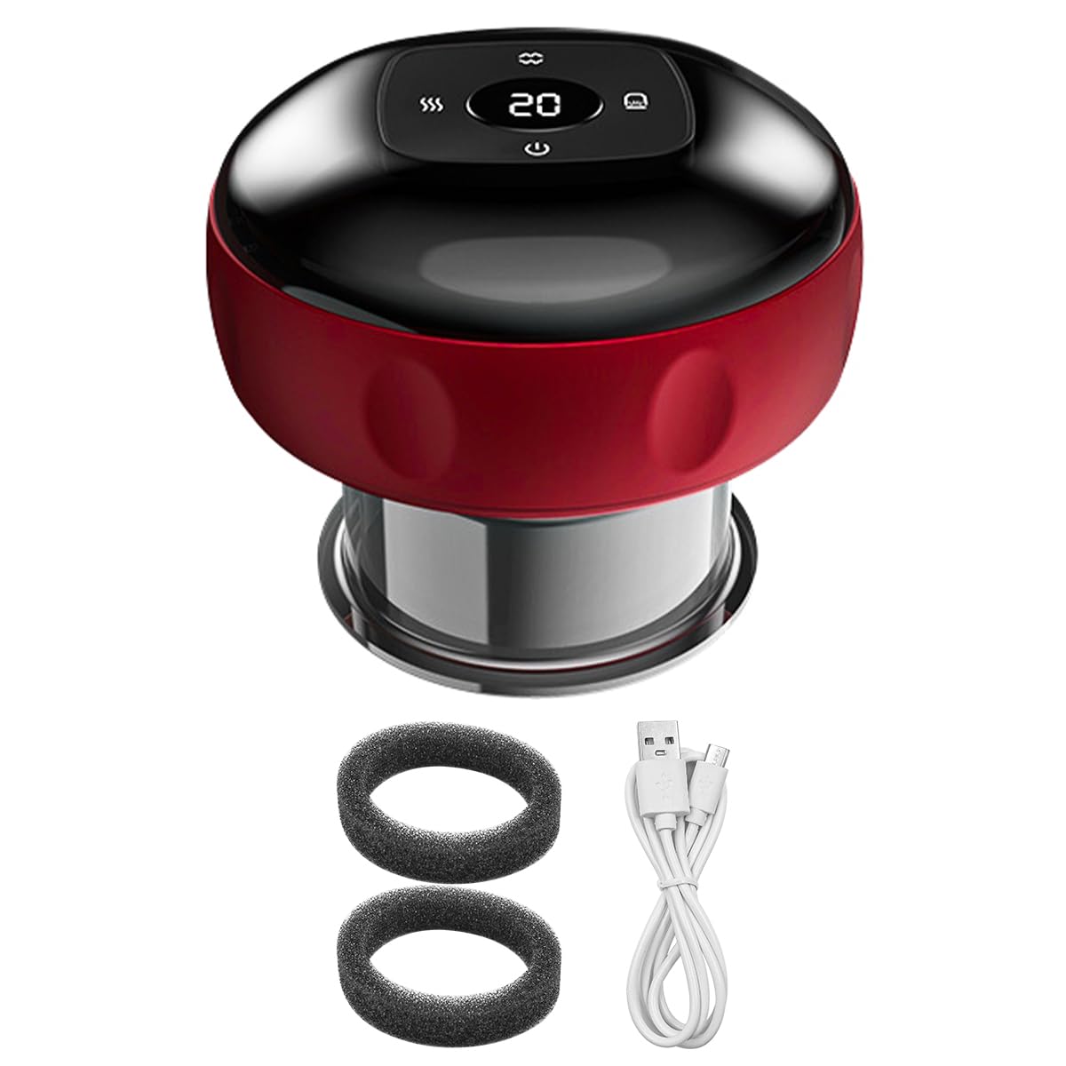 Namvo Electric Cupping Therapy Massager Machine 12 Adjustable Temperatures Professional Vacuum Cupping Massager with Red Light Smart Scraping Tools (Red)