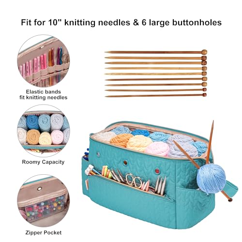 crochet bag yarn storage organizer knitting bag for crocheting accessories crochet hook case gifts for crafters teal-2