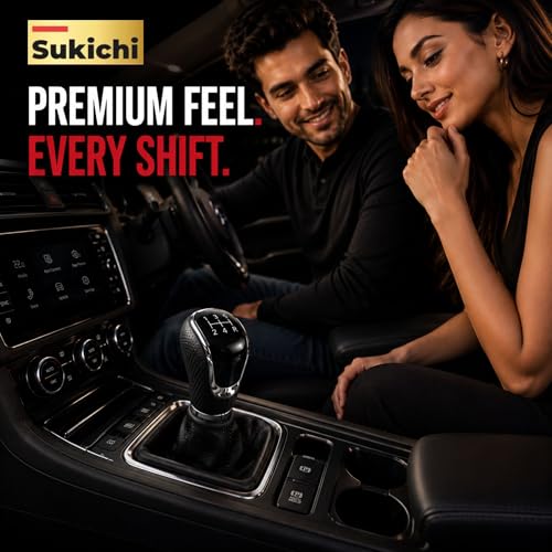 Image of Medirich Lifesciences SUKICHI Premium Gear Shift Knob for Manual Cars | Universal Anti-Slip Gear Lever | Sporty Car Interior Accessory (Five Speed Dotted, Black)