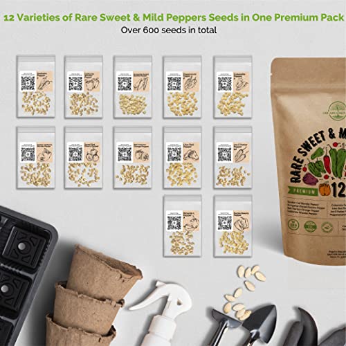 12 Rare Sweet & Mild Pepper And 20 Most Popular Vegetable Seeds Variety Packs Bundle Non-Gmo Heirloom Seeds For Planting Indoor And Outdoor Over 1900 Vegetables & Peppers Seeds In One Value Bundle #TOP2