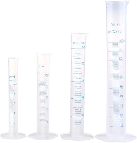 HEALLILY Tubo de ensayo de cilindro graduado plástico de medición de calidad industrial 0.3 fl oz0.8 fl oz1.7 fl oz3.4 fl oz con pico de vertido
