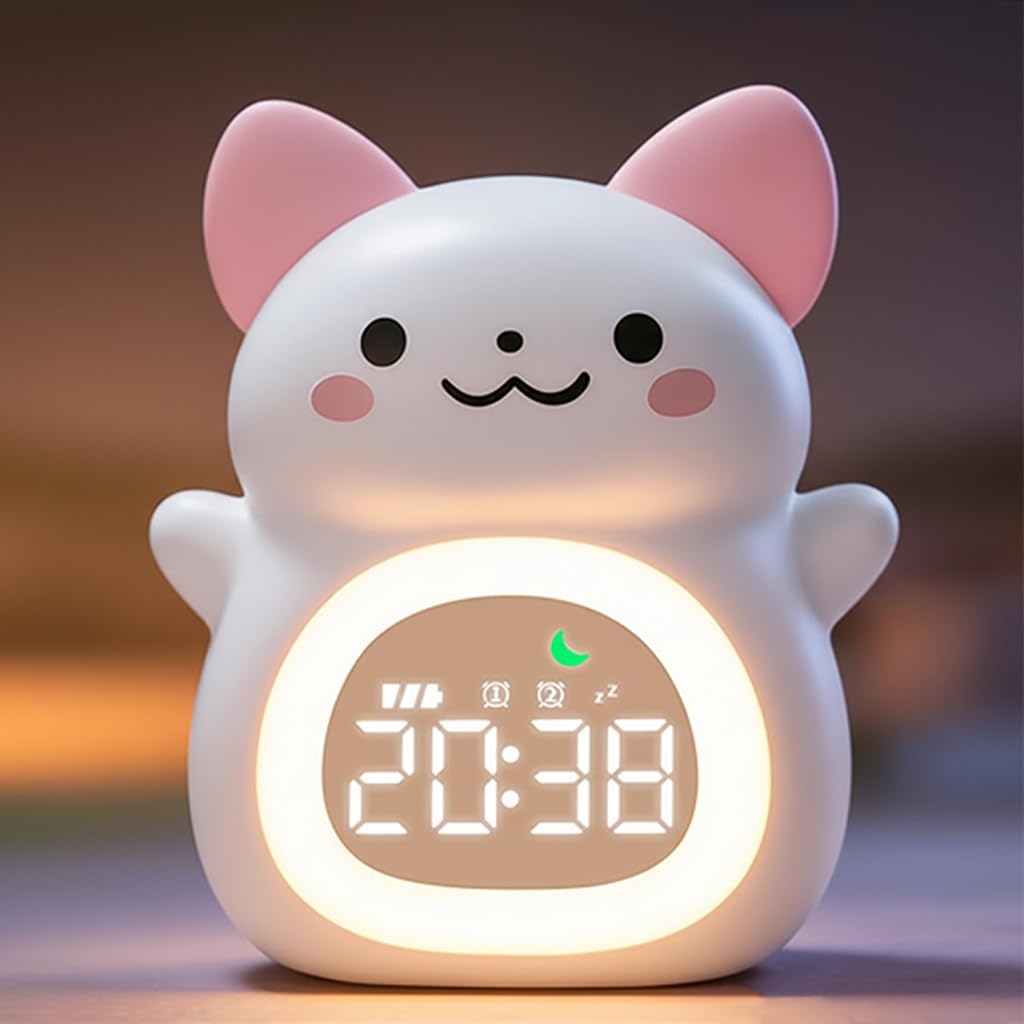 MASHI Axolotl Alarm Clock, Toddler Sleep Training Clock with Sun & Moon, Sleep Sound Machine, Night Lights, Alarm Clock for Kids, Ideas for Kids Child (Axolotl)