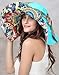 Women's Foldable Floppy Reversible Travel Beach Sun Visor Hat Wide Brim UPF 50+ Blue