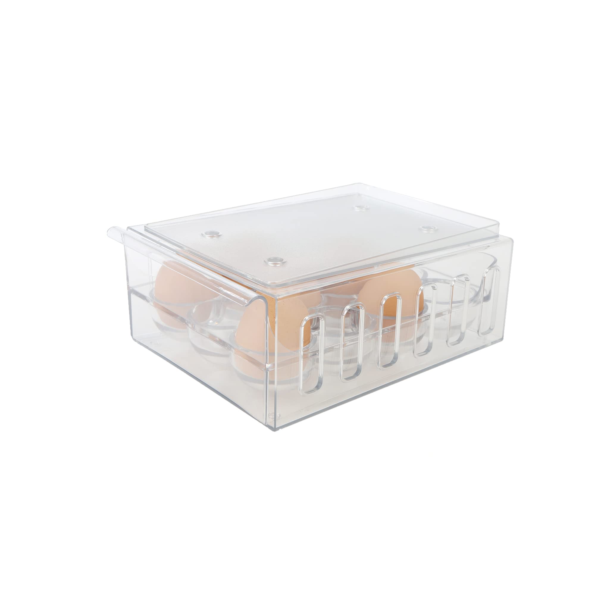 Mind Reader STEGG12-CLR - Cajón apilable para almacenamiento de huevos, plástico, transparente