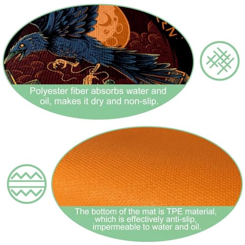 Tapis de sol antidérapant cuisine et buanderie lavable motif Halloween