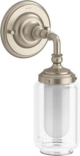KOHLER Artefactos, lámpara de tocador de baño, iluminación de aplique de pared, solo luz downlight, listado UL, 1 luz, bronce cepillado vibrante