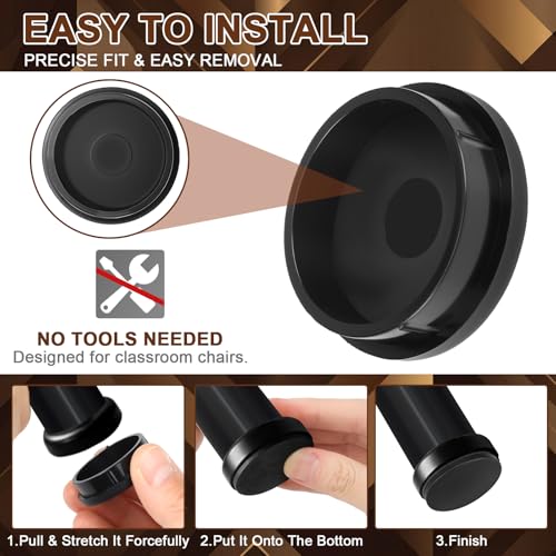 Image of Threehoney 48 Pcs Wrought Iron Patio Furniture Leg Cap 1-1 /4 Chair Feet Cap | Black Heavy Duty Nylon Round Chair Leg Glides Floor Protectors for Outdoor Patio Garden Metal Furniture, Table Feet