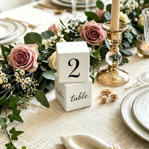 Wooden Table Numbers 1-10 with Stands (white)