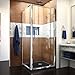DreamLine Flex 32 in. D x 32 in. W x 74 3/4 in. H Semi-Frameless Pivot Shower Enclosure in Chrome with Corner Drain Black Base, DL-6714-88-01CL