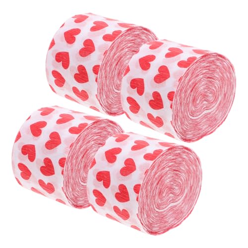 SOLUSTRE Heart Satin Ribbon Streamer Rolls Elegant Valentines Day Decorations for Romantic Home Party