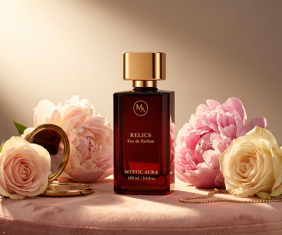 Image of MYSTIC AURA Relics Pour Femme | Eau de Parfum for Women | 100 ML | Fruity Floral Fragrance, Long-Lasting, Luxury, Vegan & IFRA Compliant