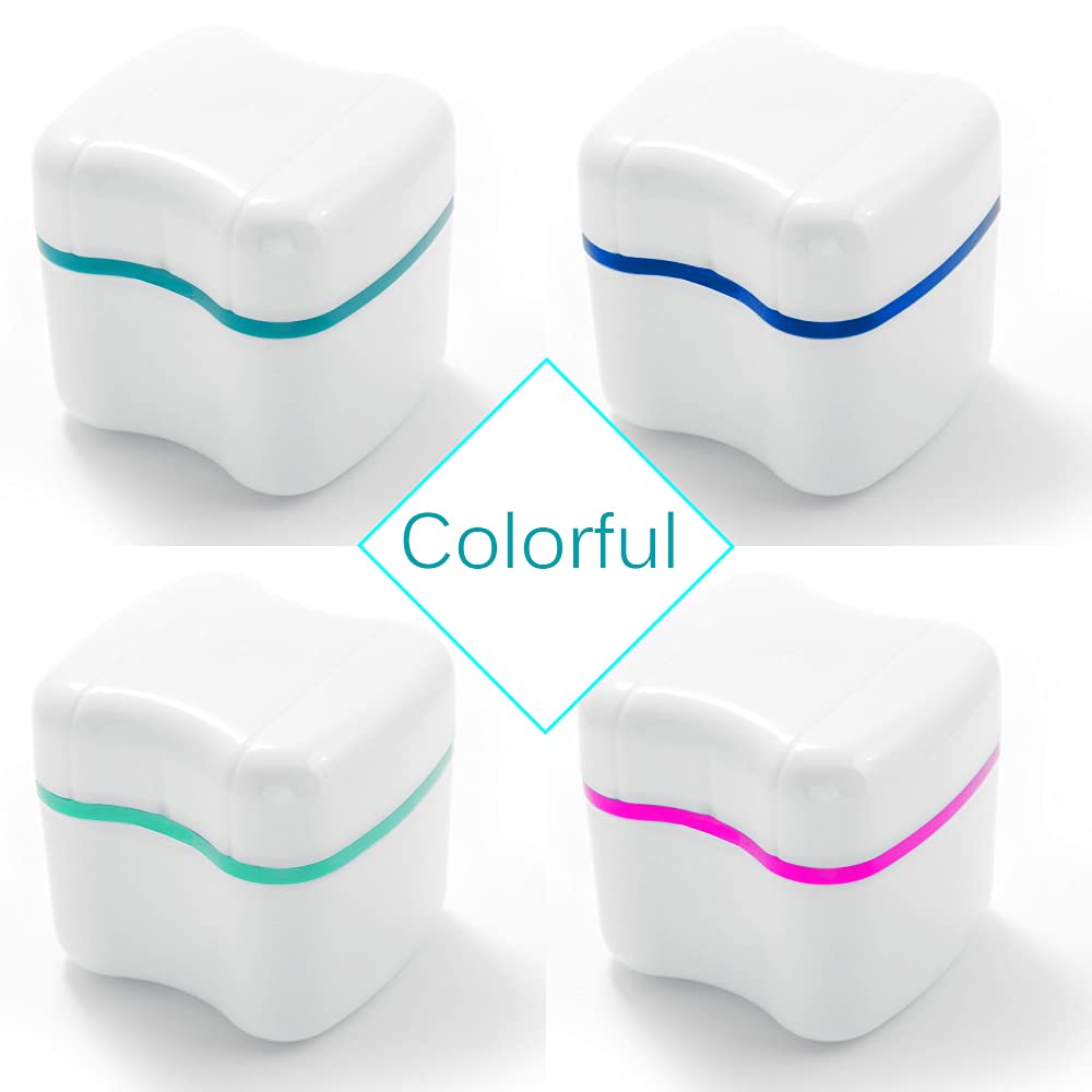 Denture Bath Case Cup 2-Pack Dentures Box for Dentures, Clear Braces, Mouth Guard, Night Guard & Retainers, Orthodontic Supplies-Complete Clean Care (Blue, Teal) : Beauty & Personal Care