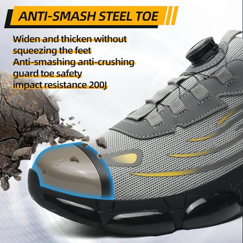 Image of Steel Toe Shoes for Men Women Safety Work Shoes Air Cushion Construction Industrial Shoes Safety Shoes Lightweight Steel Toe Sneakers for Men