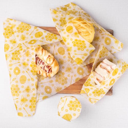 Reusable Beeswax Food Wraps, 9 Pack - Assorted Sizes (XS,S, M, L) | Organic Cotton, Eco Friendly, Plastic Free | Honeycomb Design - Image 8