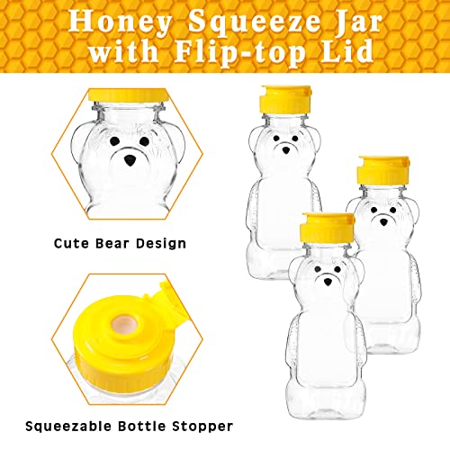 36 Pieces Plastic Empty Honey Bear Bottle Honey Squeeze Bottle Honey Bear Cup With Yellow Flip Top Lid Bear Shaped Jar Honey Containers For Juice Storing And Dispensing, Transparent (240 Ml/ 8 Oz) #TOP2
