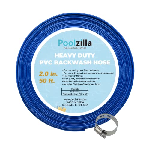 Poolzilla 2″ x 50′ Heavy Duty Swimming Pool Backwash Hose Extra Thick