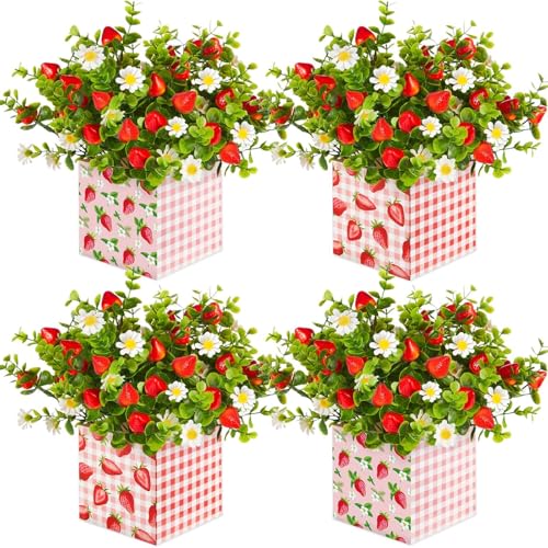 Summer Strawberry Table Centerpiece Decor Berry Box Decorati