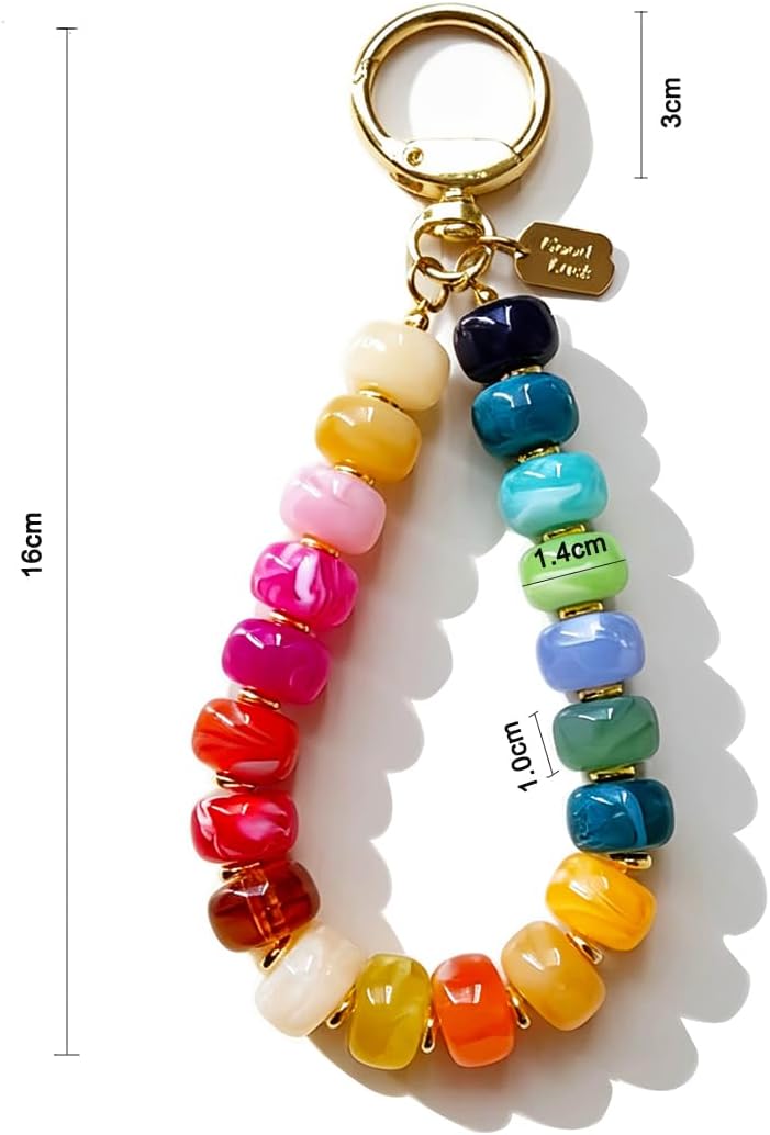 Chunky Colorful Beaded Keychain Wristlet for Women Car Key Holder Bracelet