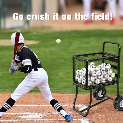 Sports Baseball Cart with Wheels, Large Softball Caddy Ball Baseball Transport Cart for Field & Training, Holds 300+ Baseballs or 150 Softballs, with 6m Self-Adhesive Hook and Loop Tape by Novona - Image 7