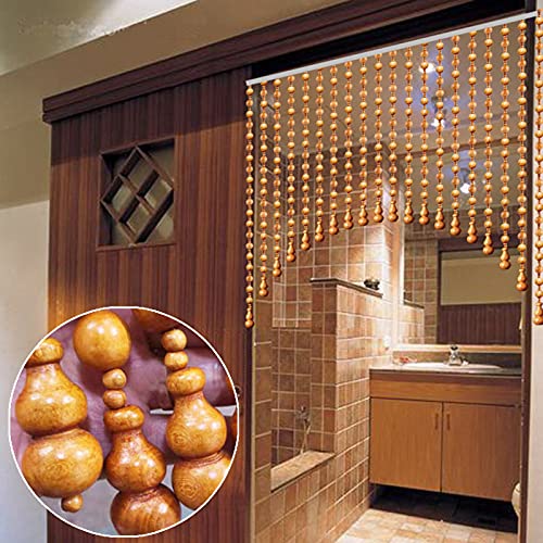 Beaded Curtain Natural Wooden Beads Door String, Arched Wood Color Solid Woods Curtains, Room Corridor Divider Wall Decoration Curtains, 21/25/29/35/41 Shares (Color : A, Size : 21 Strands-50X35Cm) #TOP1