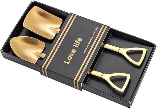 Miniatura 3 de Juego de 2 cucharas grandes de pala para postres, sandía, pomelo, pastel, pala, helado, juego de cucharas para 2 cucharas de oro rosa para fiestas,