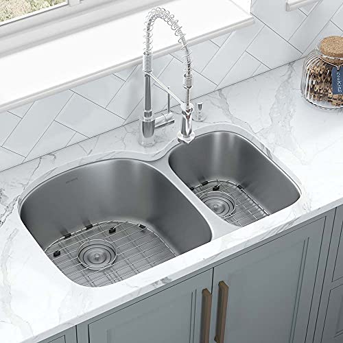Ruvati RVM4400 Undermount 16 Gauge 32" Kitchen Sink Double Bowl