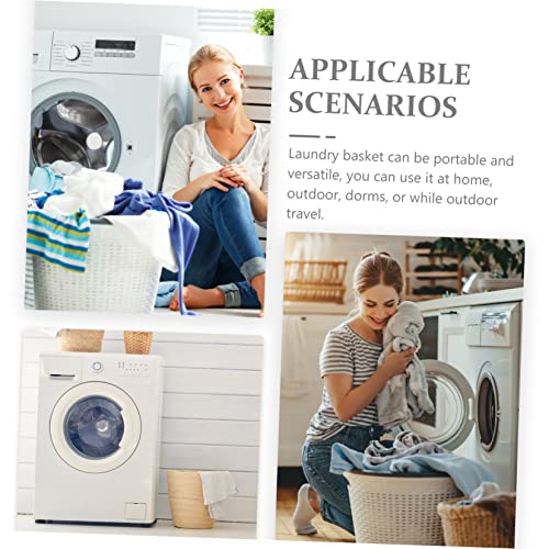 Panier à linge pliant en maille grise Cabilock avec poignée corde - 3