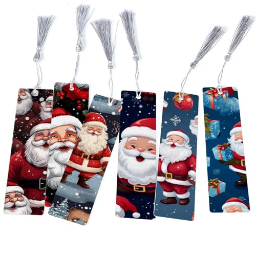 Marque-pages à pompons Père Noël : lot de 6 pièces haute finition