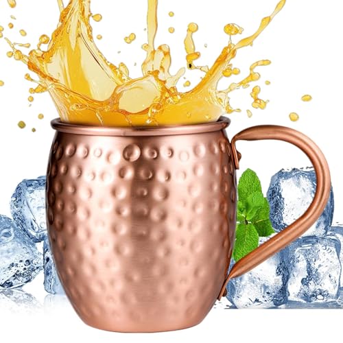 Tazas Copper Mule - Vasos martillados hechos a mano de 530 ml, juego de tazas para bebidas, diseño robusto, accesorio de bar portátil | Herramienta de cocina confiable para agua potable, eventos