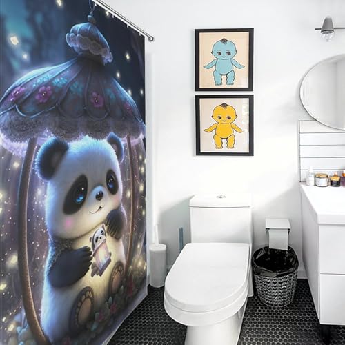 Rideau de douche panda 183x183 cm en tissu polyester imperméable - 3