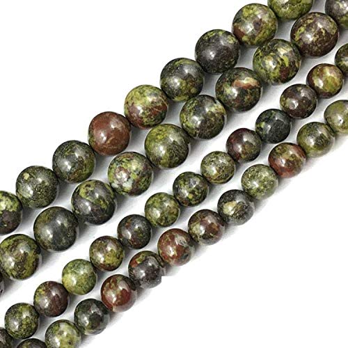 ILVBD Natural Smooth Deep Blood Stone Beads Dragon Gemstone Loose Beads Bulk for Jewelry Making 4/6/8/10/12MM 15 (4MM)