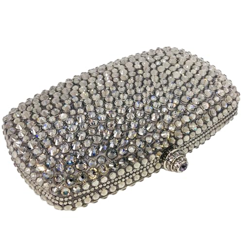 Image of Boutique De FGG Mini Crystal Clutch Purse for Women Formal, Spikes Rhinestone Clutch Evening Bag, Wedding Party Handbag