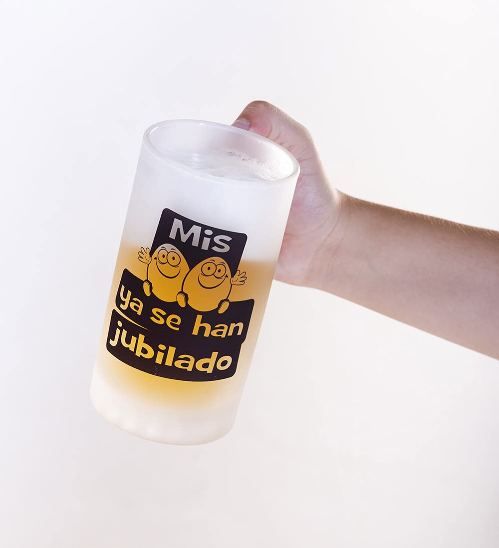 mundohuevo Jarra de cerveza regalo jubilacion. Mis huevos ya se han jubilado. 500 ml.
