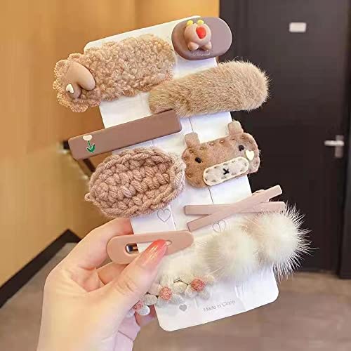 Rugelyss 10 Pcs Milk Coffee Color Plush Hairpin Simple Side Clip Bangs Clip, Handmade Hair Barrettes, Alligator Bobby Pins, Hair Accessories, Gifts For Women Girls #TOP1