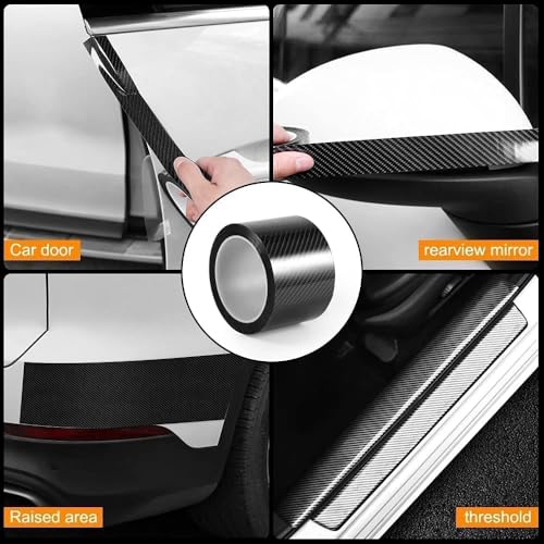 Image of High Gloss Anti Scratch Car Sticker Carbon Fiber Paint Protection for Car Protection & Decoration for All Car Door Transparent Carbon Fiber Seal Strip Door Edge Guard (Tape Black)