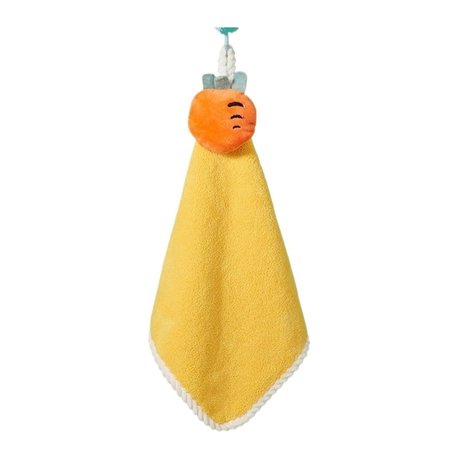 WSQHAO 4Pcs Hand Towel Handkerchief Absorbent Kitchen With Hanging Loop for Hand(Yellow)