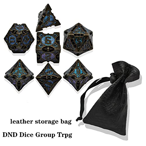 Giuadkxd Metal Dnd/ D&D Dungeons And Dragons Dice Set Trpg Board Game Polyhedron Mtg Dice Set D20 Dice Game Accessories（Rolling Blue） #TOP2