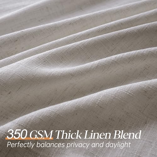Pinch Pleated Linen Curtains 96 Inches Long 2 Panels for Living Room Bedroom Light Filtering Curtain Memory Shape Trained Pinch Pleat Thick Linen Drapes Back Tab with Hooks Clip Rings Taupe by COMON HOME - Image 2