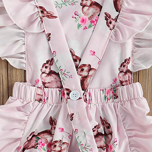 KOSUSANILL Toddler Baby Girl Easter Romper Sleeveless Ruffle Bunny