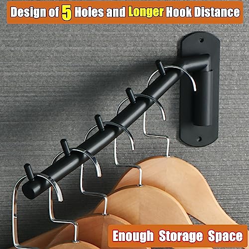 Alise Swing Clothes Hanger Rack,Black Garment Racks Wall Mounted Clothes Bar-Hanger Holder Hooks Heavy Duty Folding Drying Rack Space Saving Clothing Hanging System Closet Storage Organizer #TOP3