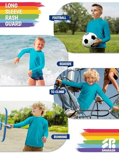 Image of Boys Rash Guard Swim Shirts Long Sleeve UPF 50+ Swimwear Toddler Kids Sun Protection SPF Water Surfing Swimming Shirts 0-16Y