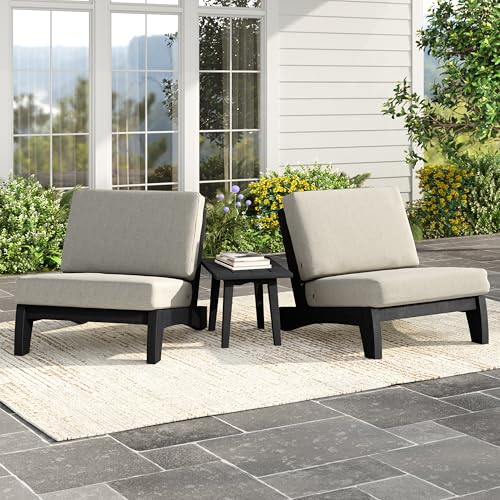 Image of Pia Ricoo 3 Piece Patio Bistro Set with Patio Chairs and Table, Heavy Duty Wood Patio Furniture Set, All-Weather Outdoor Chairs for Balcony, Deck, Poolside, Porch - Light Camel /Dark