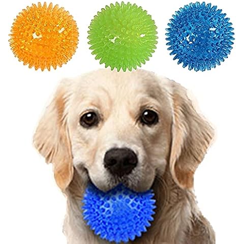 Speedy Panther 3Pcs Squeaky Dog Ball Toys Puppy Chew Ball Dog Clean Teeth Ball Toy for Small Medium Dog (Orange&Green&Blue - 6.5cm) Cover