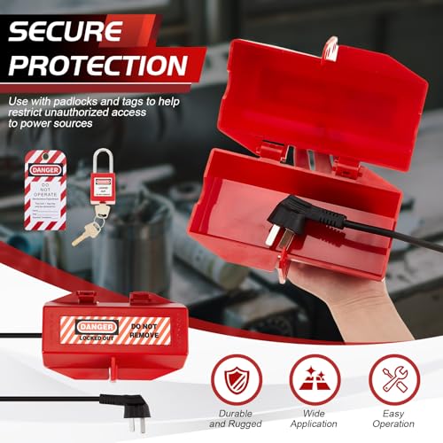 Image of Zonon 4 Sets Electrical Plug Lockout Kit with Safety Padlocks Keys & Tags