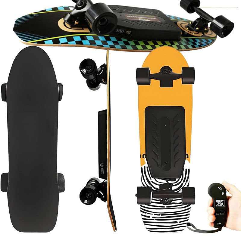 Premium E-Skateboard: 5600mAh Akku (26km/90 Min. Ladung), 4-Gang Regelung, 30° Steigfähigkeit + Fernbedienung – Leistungsstark 170W für Erwachsene Yellow