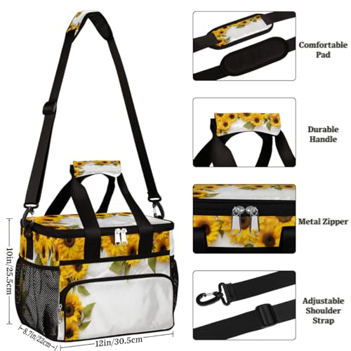 Sunflower Insulated Picnic Backpack Lunch Box for Women Men Picnic Basket Tote Lunch Bag Picnic Bag Portable Lunch Bags for Picnic, Beach, Work, Trip,Office, Camp Sunflower Decor